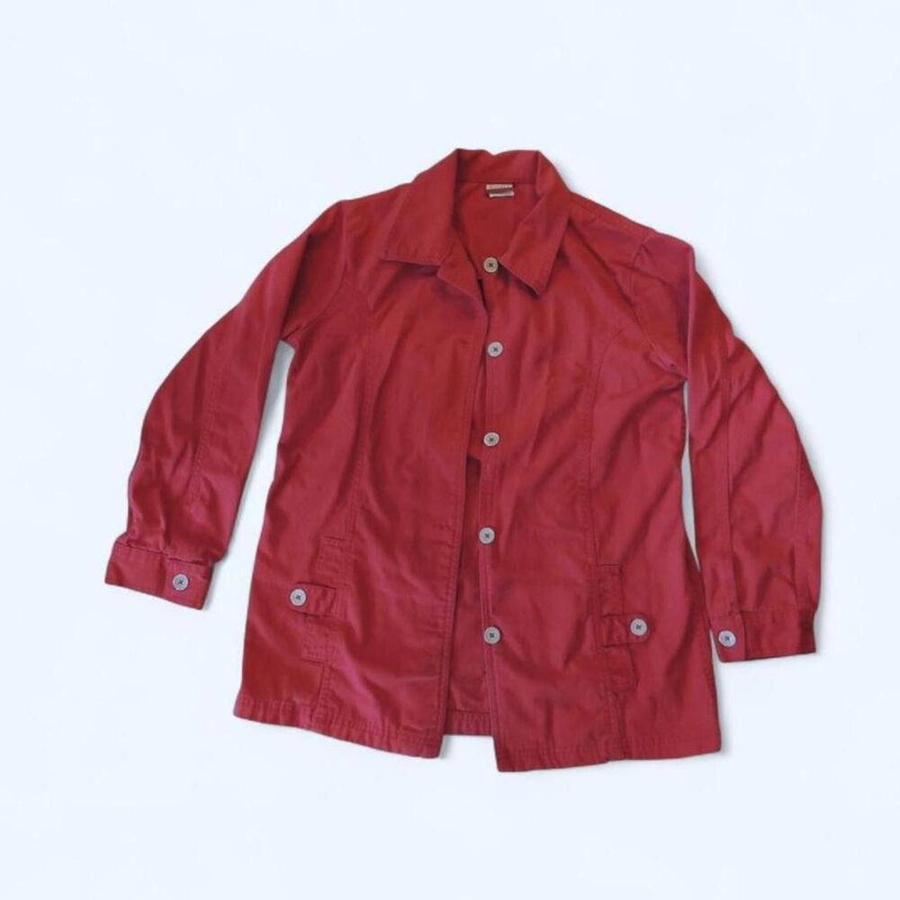 Vintage Tudor Court Red 100% Cotton Utility Jacket - Size M